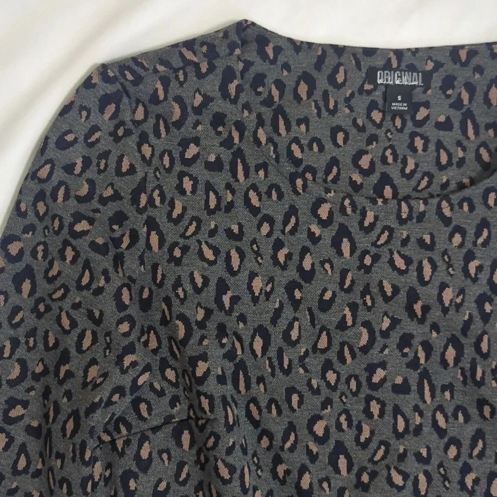 Nicole Miller 3/4 Sleeve Dress Color Grey Leopard Size S - Picture 6 of 14